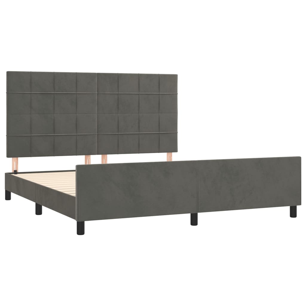 Bed Frame without Mattress Dark Grey 160x200 cm Velvet