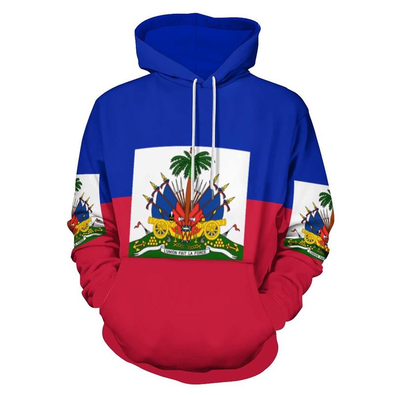 Haiti Nation Flag Men's Women's Sports Hooded Pullover Fashion 3D Print Spring And Autumn Winter Casual Hoodie Loose Sweatshirt