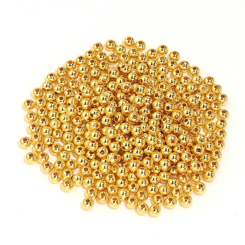 10-1000pcs ABS Imitation Pearl Beads 3-20mm Gold Round Loose Spacer Beads For DIY Jewelry Making Bracelet Necklace Acessories