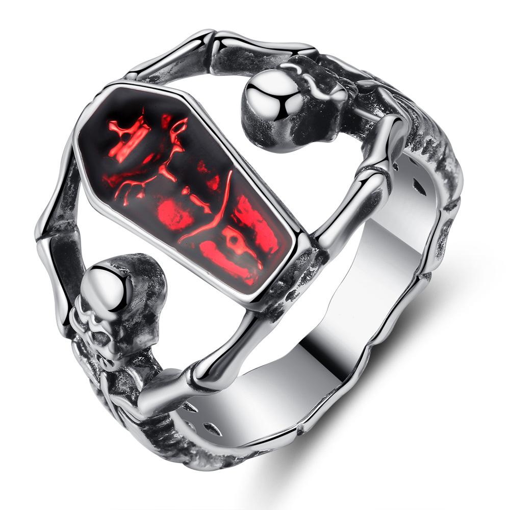 Buy Vintage Punk Vampire Ring For Men Women Skull Black Red Creative ...