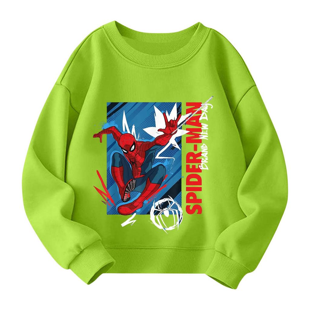 Boys and girls round neck plus velvet pullover printed top sweatshirt