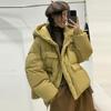 Giacca corta in piumino invernale da donna alla moda, cappotto caldo con cappuccio in piuma d'anatra bianca