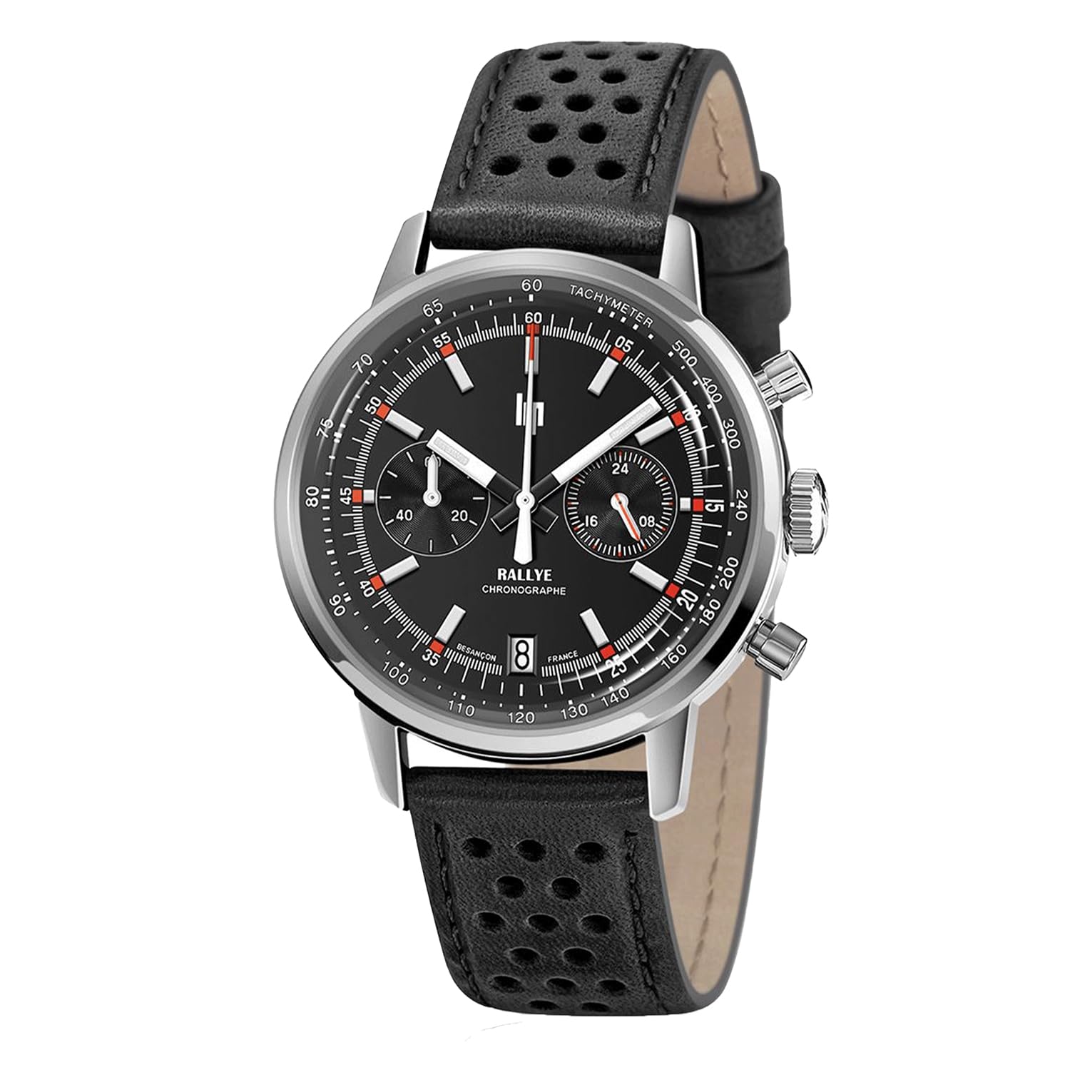 

Authorized Distributor Lip Watch 671808 Chronograph 39mm Black Dial Black Leather Mecha Quartz [LIP] Men s [RALLYE]