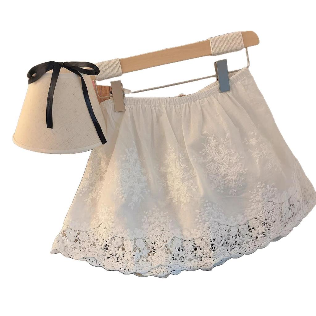 Autumn/Winter 2025 Shark Pants: Pure Cotton Lace Butt & Hip Cover Half Skirt Layer