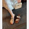 Grape mother has the same heel height of 5.5cm~ temperament square head with thick heel open-toed slippers versatile slope heel cool slippers