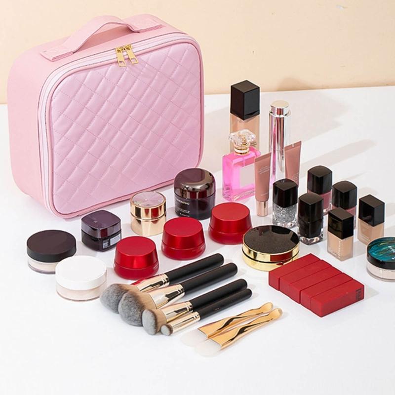 Portable LED Lighted Cosmetic Bag Multiple Compartment Waterproof Design For Nighttime Makeup Application