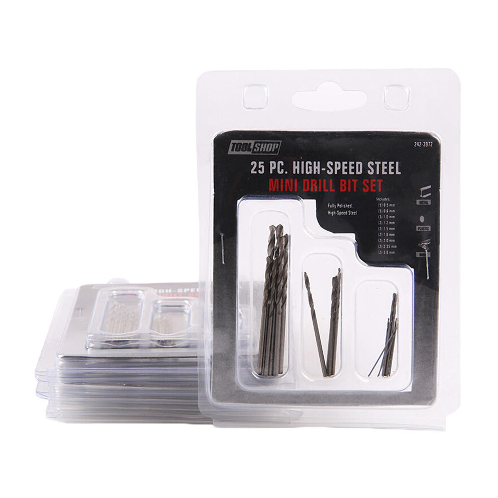 25 stk Mini Micro spiralbor 0,5 mm-3 mm m/ håndbor i aluminium nøkkelfri chuck