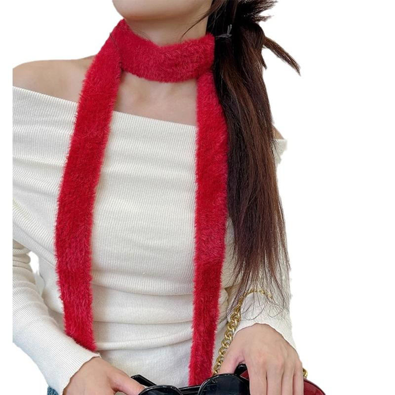 Winter  Solid Color Narrow Long Scarf Female Korean Version Knitted Woolen Scarves Women'S Imitation Cashmere Mohair Scarf
