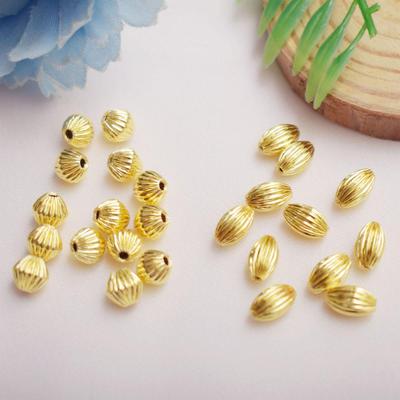 14K Gold Plated Colorfast Striped Rhombus Beads - Olive & Pumpkin Bracelet Spacer Beads for DIY Jewelry Accessories.