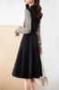 Seira Midi Long Flared Check Ruffle Spring Women's Dress, Sleeve, Dress, Pattern, Neck, A-Line, Stylish, Elegant, Fall, Winter,