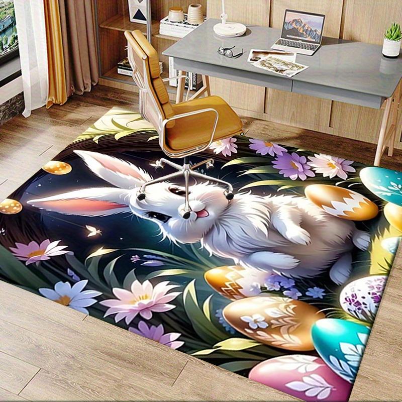 Office Carpet Easter Bunny & Eggs Design Sofa Rug, Chair Mat Protection