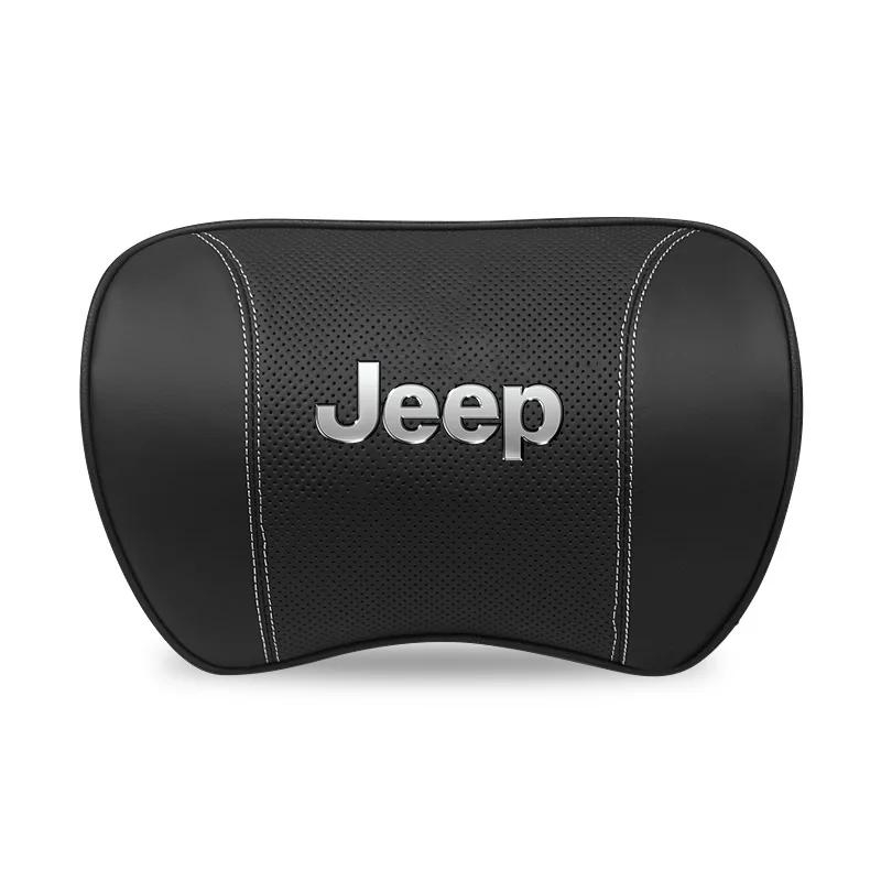 Per Auto Jeep Supporto Lombare Cuscino Vita in Pelle per Poggiatesta Sedile Per Jeep Grand Cherokee Wrangler JK Gladiator Compass Rene