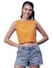 Moomaya Women  s Printed Sleeveless Cotton Short Top, Round Neck Blouse Crop Top, Buttoned