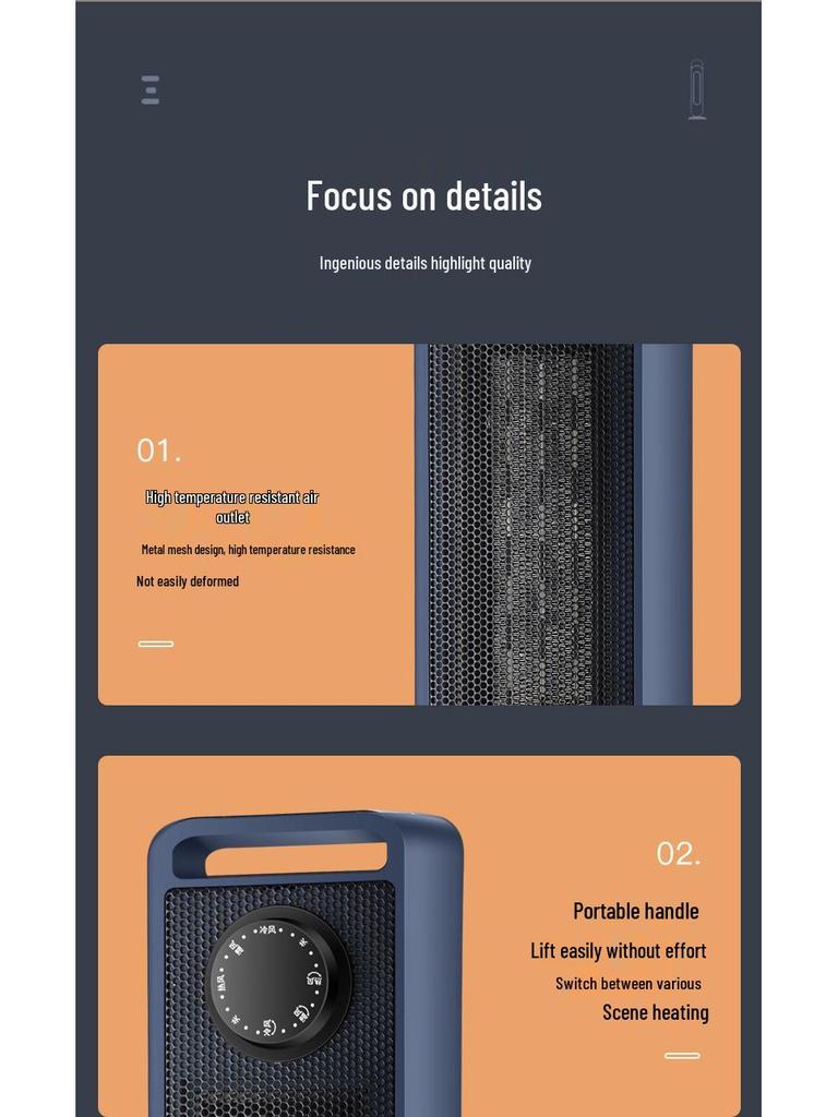 Yangtze PTC Keramikheizung mit 3 Geschwindigkeitsstufen und 3D-Flammeneffekt