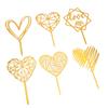 6 Buc Toppere pentru Tort Decoratiuni Aurii în Formă de Inimă pentru Brioșă Petrecere de Ziua de Naștere Sărbătoare Nuntă