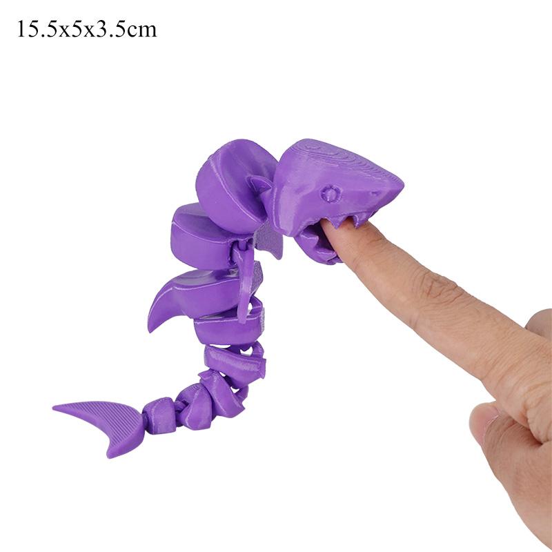 3D Printed Shark Tabletop Ornament Toys Action Model Shark Teal Purple White Decompression Decoration Kids Birthday Cute Toy