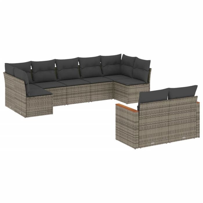 VidaXL Garden Lounge Set with Cushions 9 Pcs, Patio Sofas, Patio Furniture Set, Outdoor Furniture, Grey 3258693