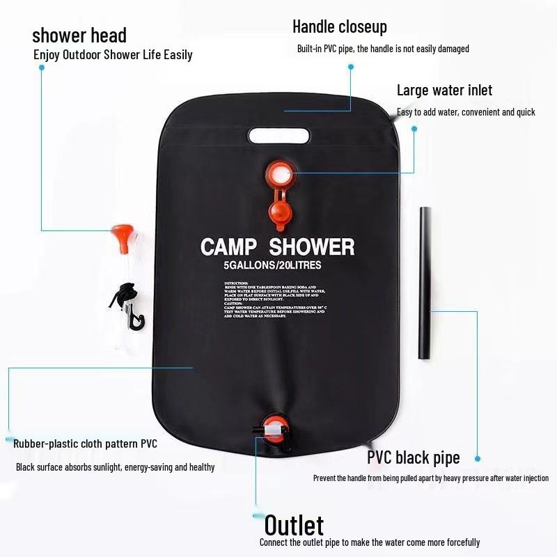 20L Folding Shower Bag for Camping and Outdoor Toiletries