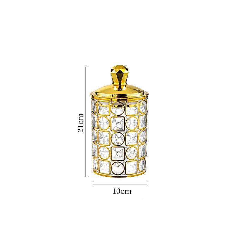 1PC Multifunctional Storage Tank Light Retro Pattern Transparent Sealed Jar Luxury Golden Lid Candy Coffee Bean Storing Jar