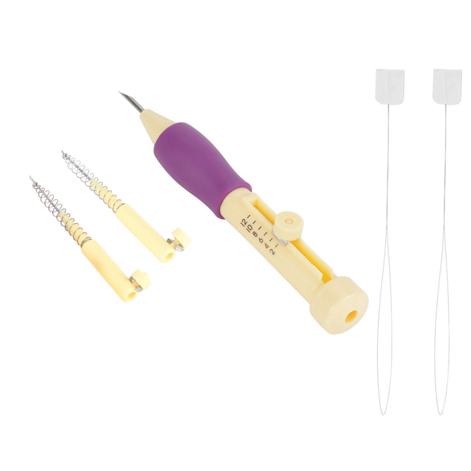 

Embroidery Needle Punch with 3 Sizes Needle Pen Kit Tool for DIY Craft Yellow + Purple