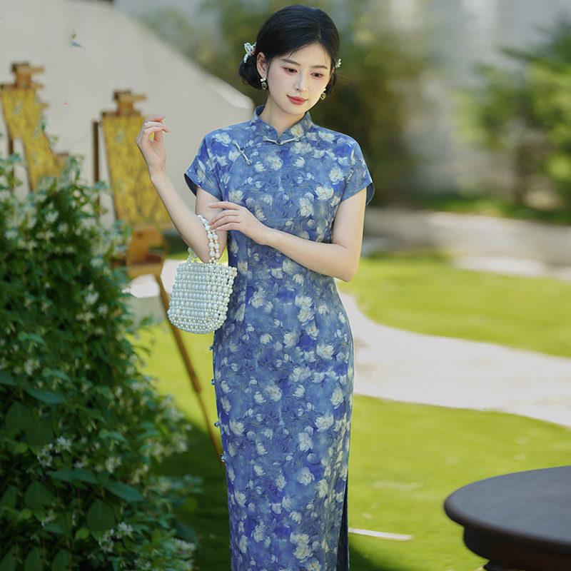 Ancient law full open placket, Republic of China style new Chinese style Suzhou long cheongsam improved young 1011 new women's high sense