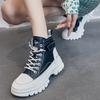 Women's White High-Top Casual Sneakers - 2024 Korean Style, Thick-Soled Martin Short Boots for Autumn/Winter