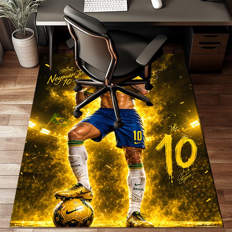 Glücklicher Fußball Neymar Reise Teppich Spiel Teppich, Fußmatte für Schlafzimmer Wohnzimmer Eingangsbereich Teppich, Wohnkultur Idee Geschenk für Weihnachten Geburtstag