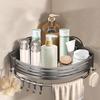 Set of 2 Wall Mounted Bathroom Corner 2 Adhesive Screw Space for Towel Small Item Aluminum Rack, Tier, Grey, Waterproof, & Mounting, Saving,
