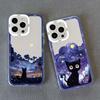 Coque de téléphone Chat Ciel Étoilé pour iPhone 13 12 Pro Max 15 14 Pro Max Plus 11 XR XS X 8 7 Plus SE 2020 Coque Arrière Souple Transparente Fundas