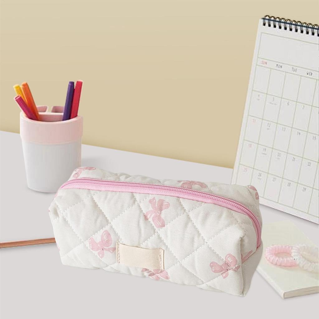 Study Supplies Large Capacity Fashionable Pencil Case Bowknot Pencil Case with Zipper Portable Stationery Case Storage Bag
