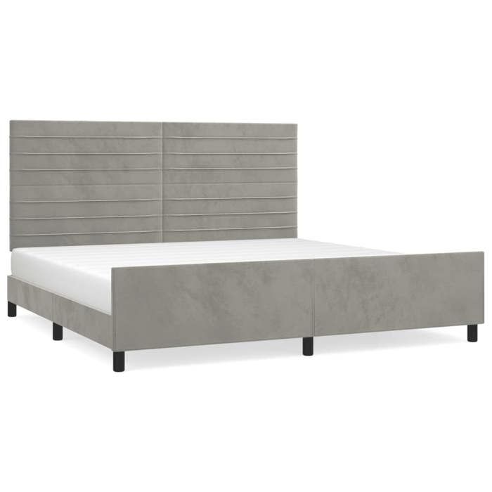 VidaXL Bed Frame with Headboard Light Grey 200x200 Cm Velvet3125836