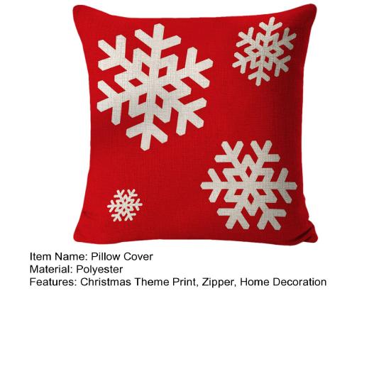 45x45CM Vánoční povlak na polštář Veselé Vánoce Vločka Nápis Potisk Dekorační čtvercový povlak na polštář na pohovku do ložnice