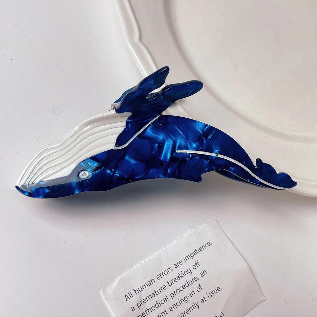 Muweordy Blue Whale Hair Claw Acetate Hair Clips For Women Popular Hair Catches Animal Hair Clip Cute Sea Creature Claw Clips