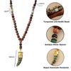 Ethnic Women Buddhist Jewelry Horn Nepal Wood Beads Pendant Necklace Long Necklace