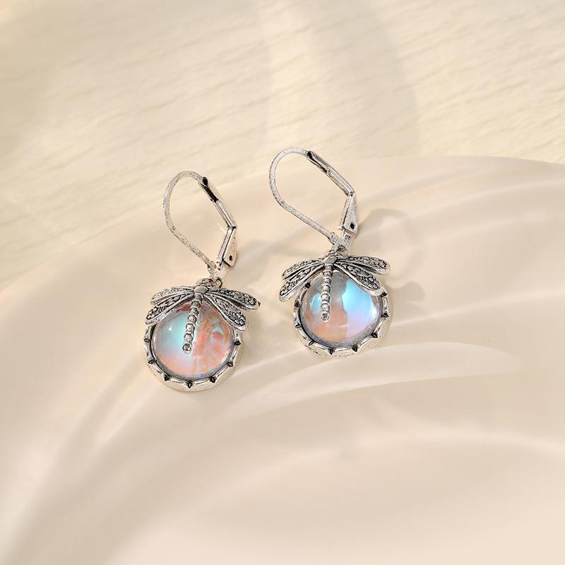 European and American New Fashion Retro Dragonfly Shape Imitation Crystal Inlaid Personalized Versatile Women's Earrings