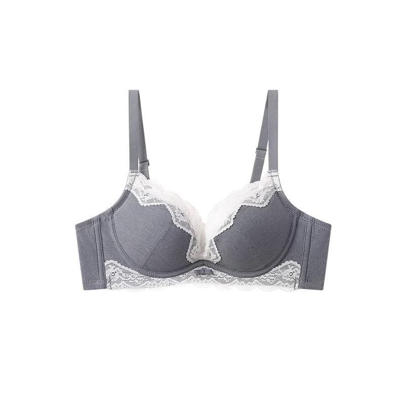 Women Contrast Color Lace Trim Wireless Soft Comfort Everyday Bra 7534AB