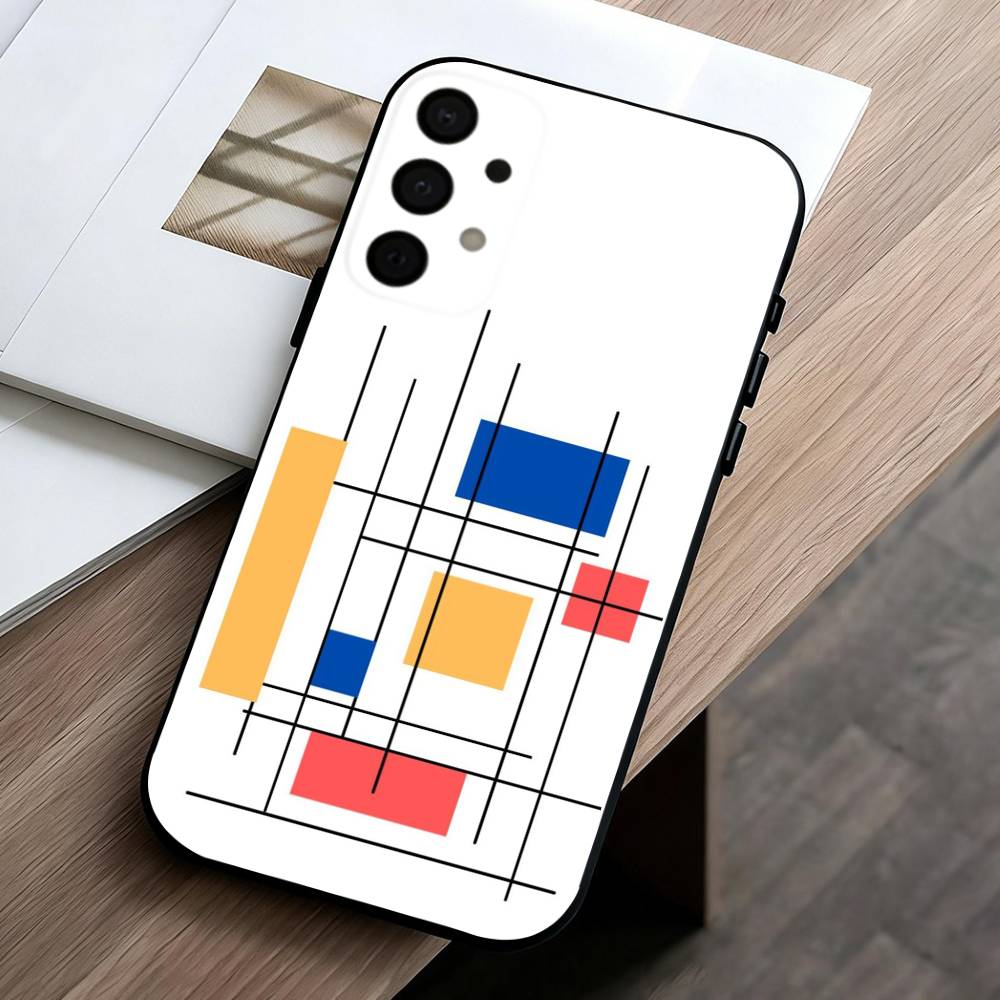 M-Mondrian-B-Bauhaus A-Abstract Shapes  Phone Case For Samsung Galaxy A73,A72,A71,A70,A53,A52,A51,Others Soft Black Cover