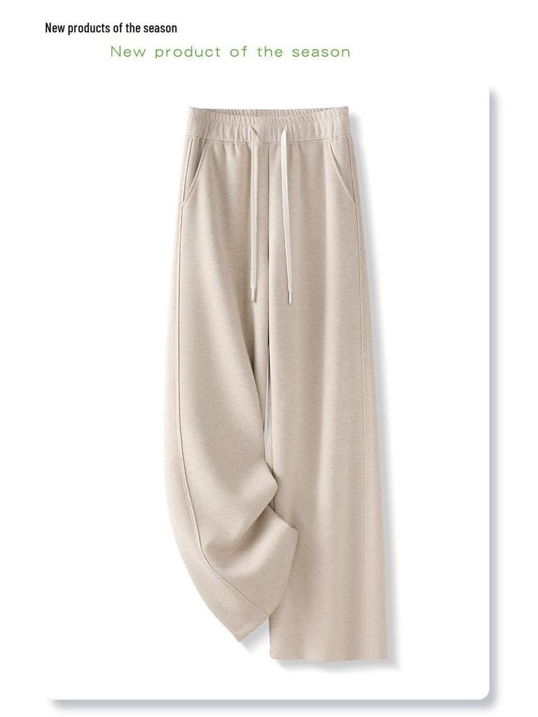 Off-White Women's Wool Wide-Leg Pants - 2024 Autumn/Winter Straight-Leg Casual Style