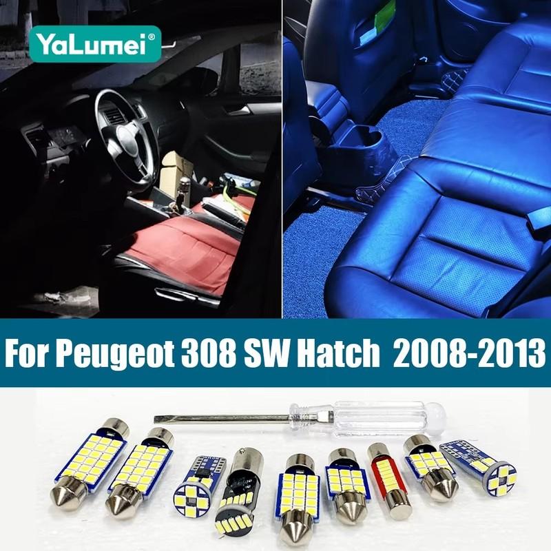 For Peugeot 308 Hatch SW 2008 2009 2010 2011 2012 2013 14PCS Car LED Bulbs Interior Lamp Vanity Mirror Trunk Light Accessories