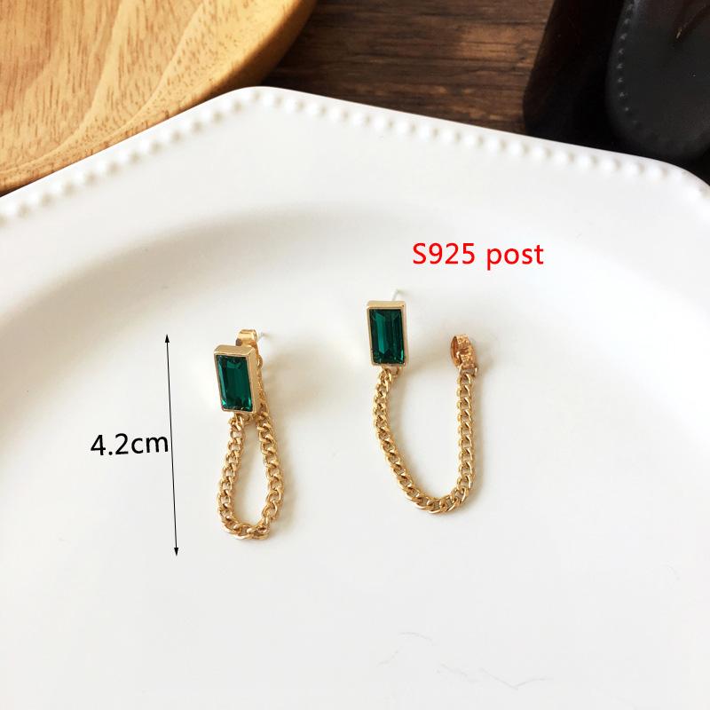 Cercei lungi cu cristale verzi pentru femei, cu pandantive în formă de floare, imitație zirconiu, cercei cu frunze metalice, cadou pentru petrecere