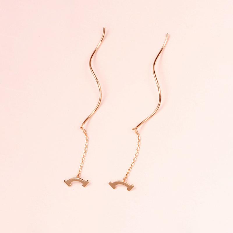 Purple Gold Smiley Face Long Earline Color Gold Plated Rose Gold Fashion Earrings