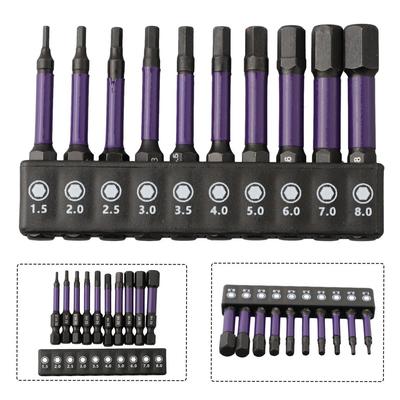 Long Lasting Hex Head Screwdriver Bit Set for Impact Drivers 10Pcs H1 5H6