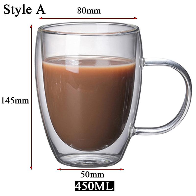 Double Bottom Wall Glass Coffee Cup Whiskey Tea Thermal Heat Resistant Cocktail Vodka Shot Wine Mug Drinkware Tumbler Set