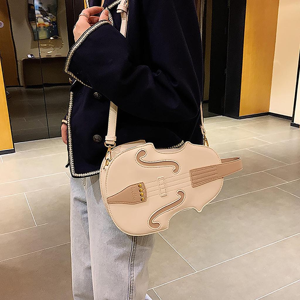 Vintage Violin Shaped Backpack Small Crossbody Bag Unique Accordion Style Shoulder Bag Casual Daily Use Lightweight Design