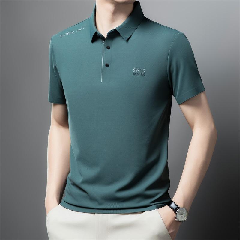 Men's Short-Sleeved T-shirt Polo Shirt Summer Business Casual Men's Clothing Seamless Lapel T-shirt