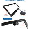 Black Carbon Fiber License Plate Frames, Plastic Number Plate Holder Print Carbon Pattern for Men and Women, 2 Pack with Screws Caps for Front Rear