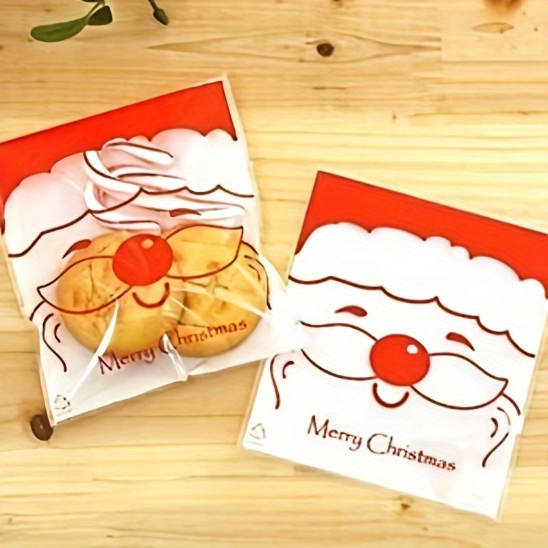 100pcs Christmas Handle Bag for Candy Chocolate Cookie Nougat Biscuit Xmas Packing Gift