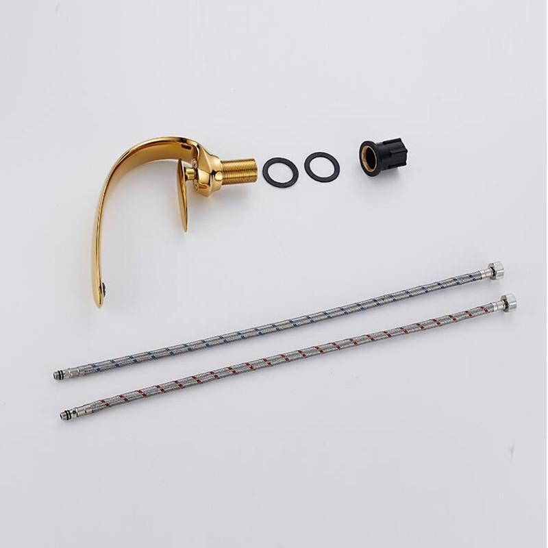 Basin Faucet Bathroom Single Lever faucets Hot and Cold Single Hole Water Tap Basin Faucet Mixer Taps Gold Black