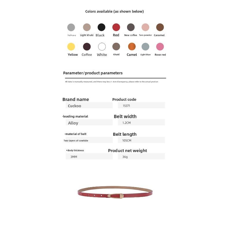 New arrival calfskin belt women's silm pattern thin belt