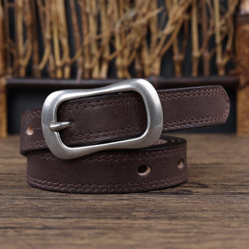 

Оригинальный женский ремень из натуральной коровьей кожи первого слоя в гонконгском стиле, простой повседневный черный ремень, литературный и ретро-ремень для молодежи 115cm темно-коричневого